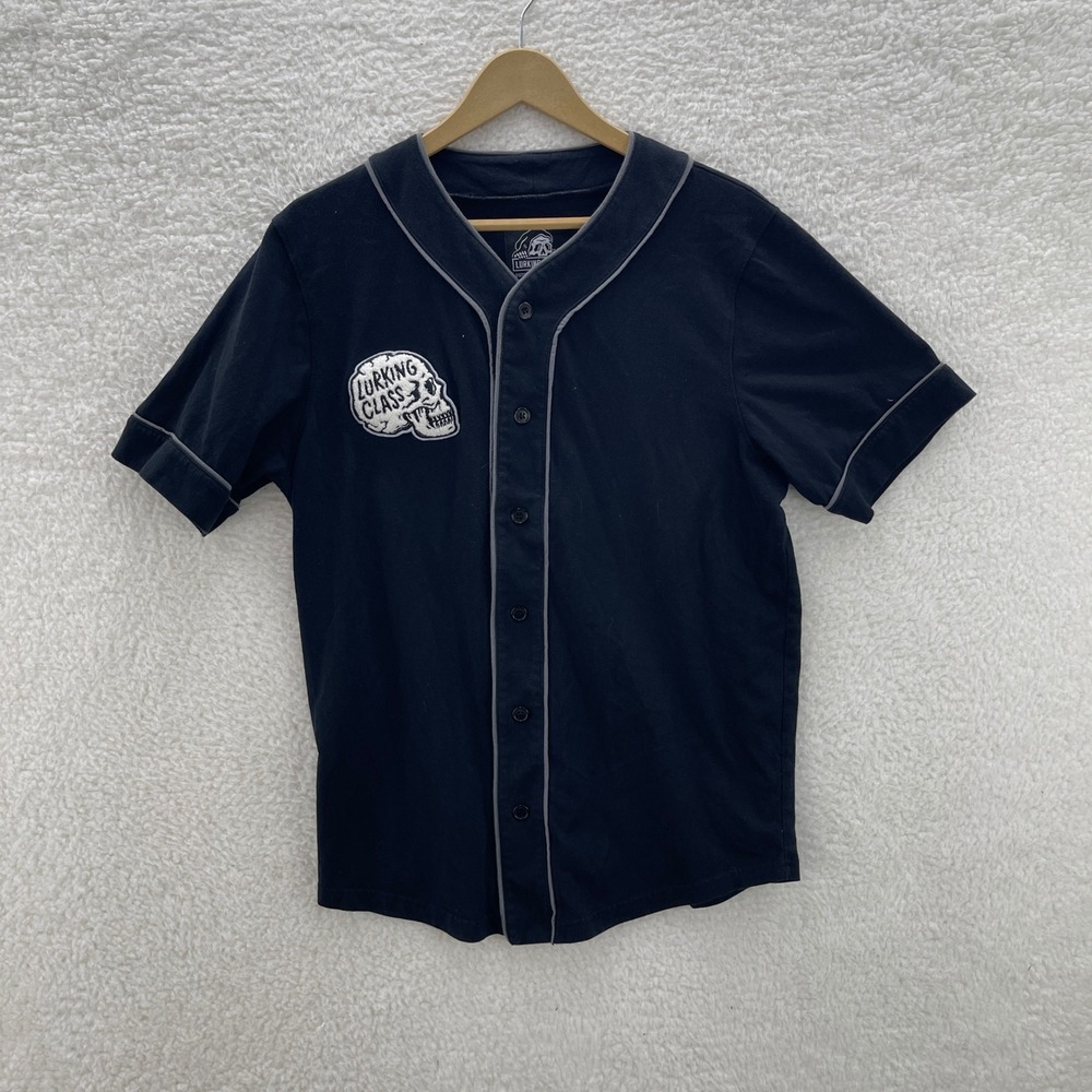 Lurking Class Sketchy Tank Shirt Mens M Black Baseball Jersey Skull Grim Reaper